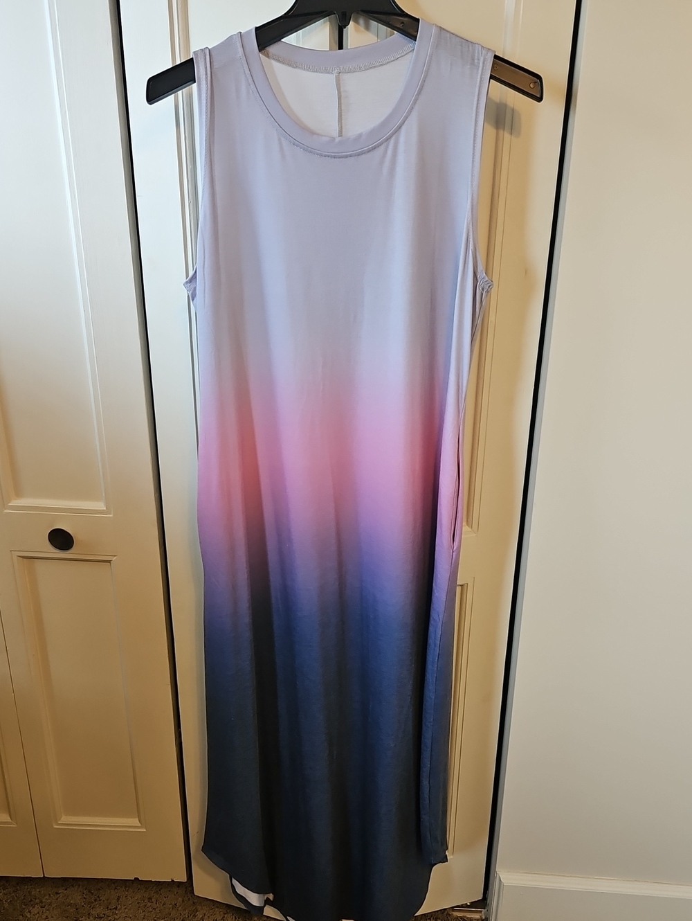 Sleeveless Ombre Maxi Dress in Lavender, Pink & Blue